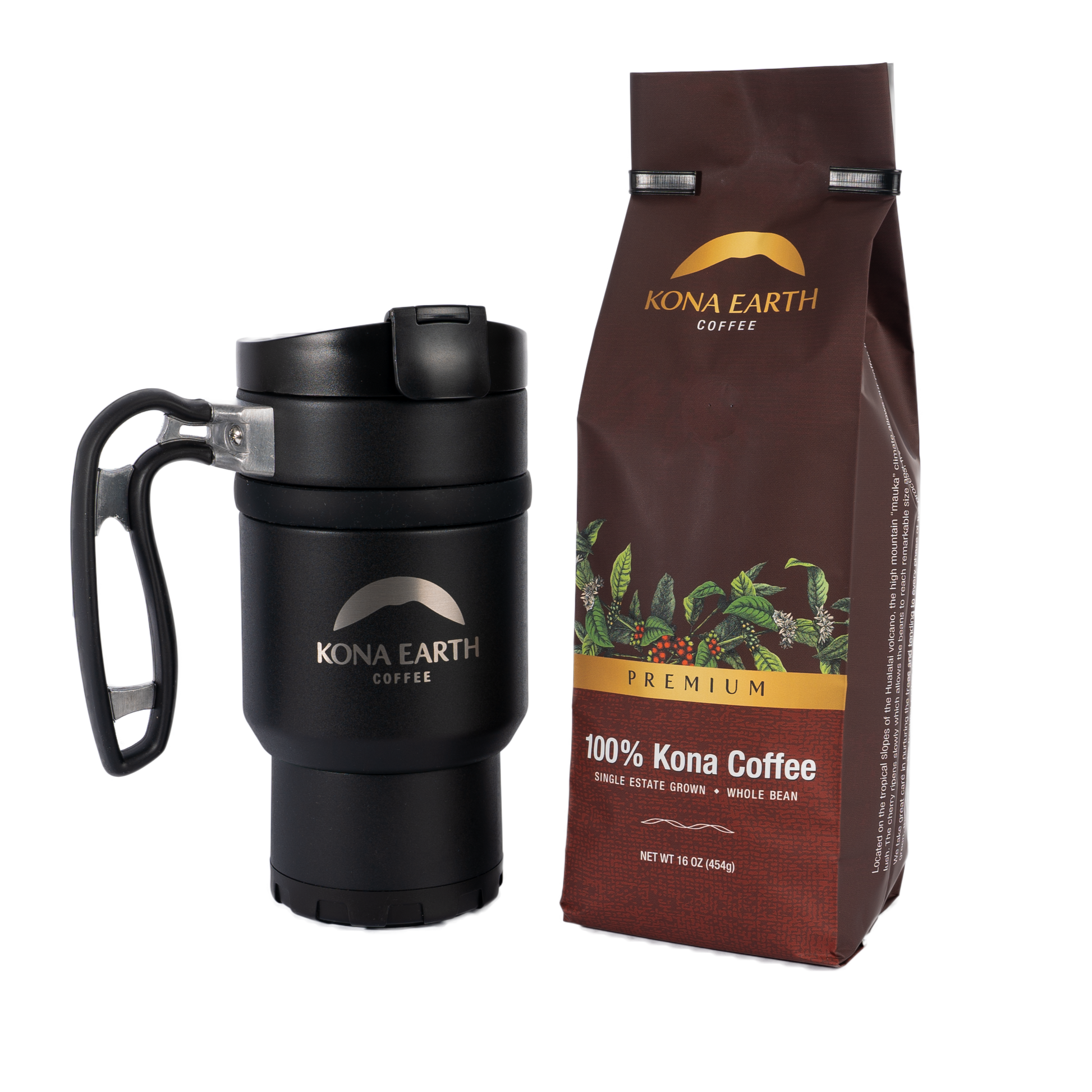 Kona Earth travel brew with premium coffee gift set