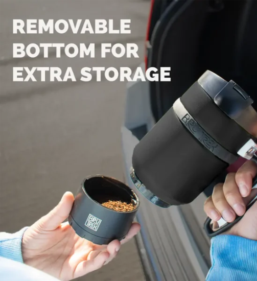 travel brewer with removable storage on bottom