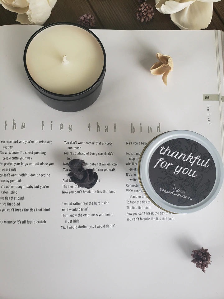 thankful for you candle