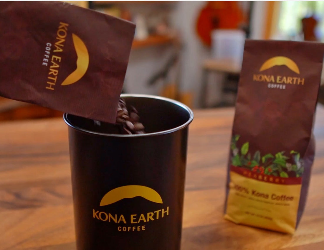 Kona Earth Airscape canister for storing whole coffee beans