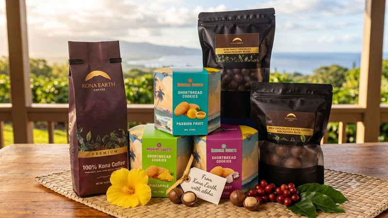 Premium Kona coffee and Hawaiian sweets gift bundle from Kona Earth