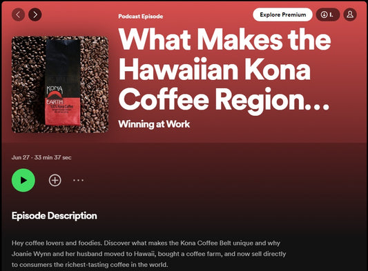 Screen shot of Winning at Work podcast episode on Kona Earth