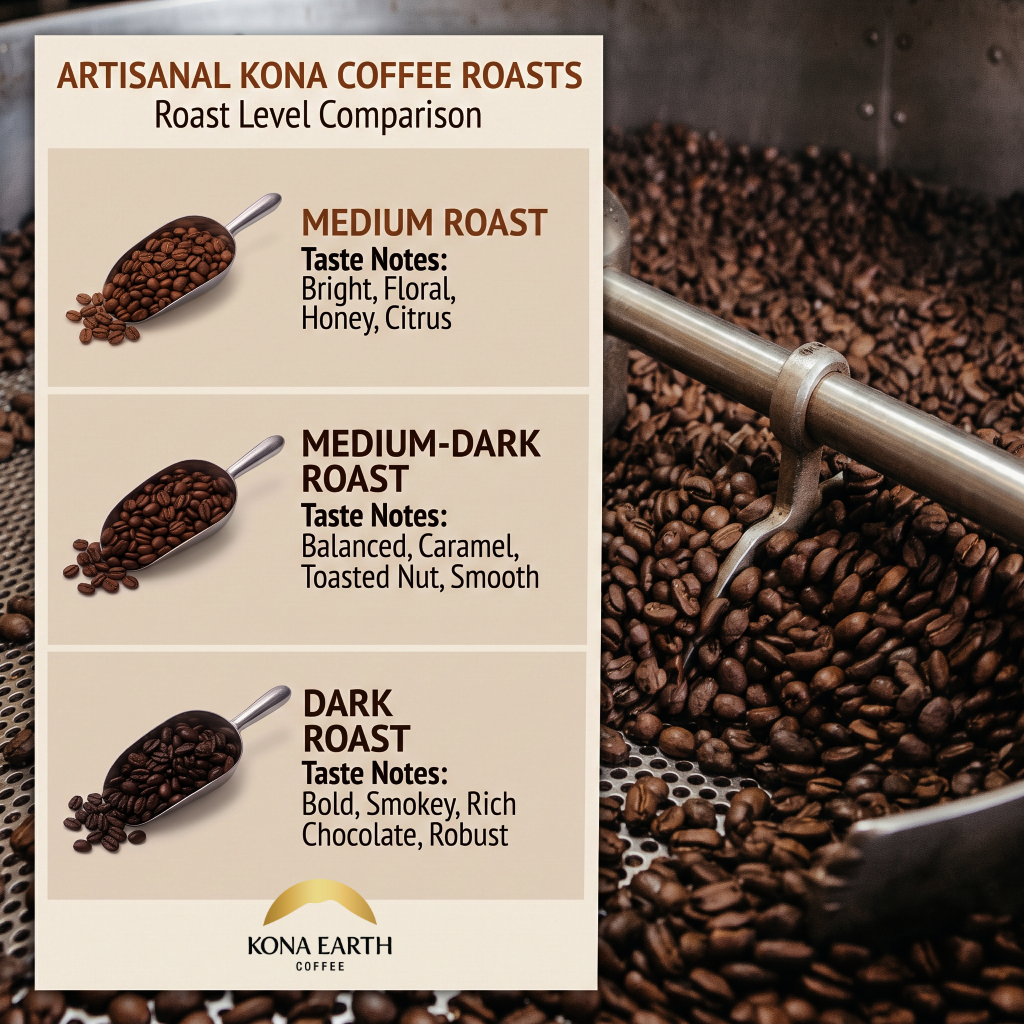 Kona Earth roast level comparison