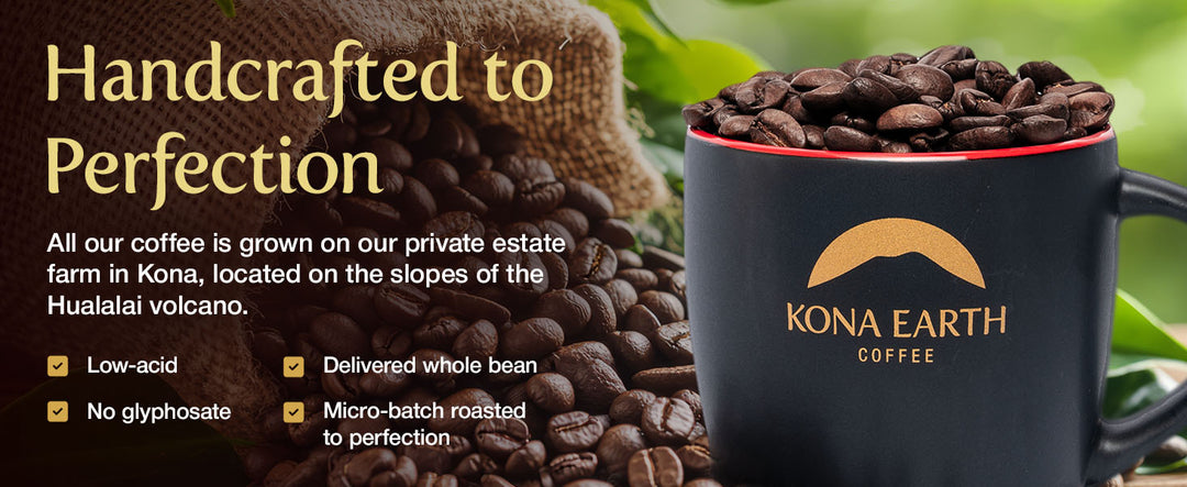 KONA EARTH - Premium, 100% Kona Coffee, Dark Roast, Farm-Fresh Whole Coffee Beans, Micro-Batch-Roasted, 1 lb., Pack of 1 main image 0