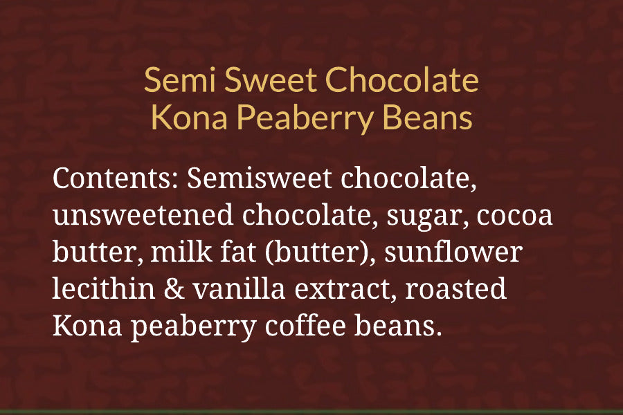 Ingredients list chocolate covered peaberry beans