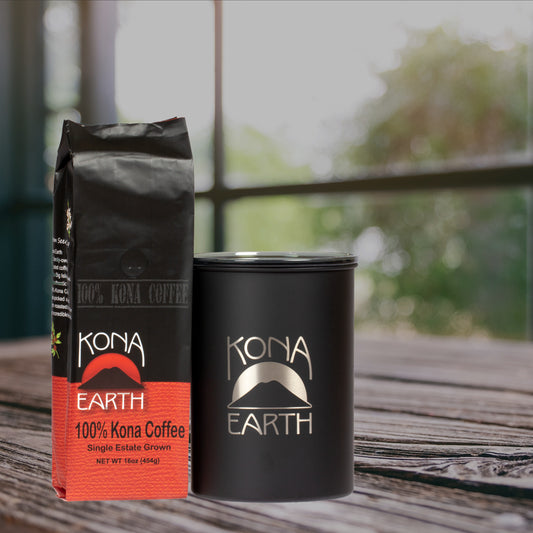 Kona Earth Coffee - Kona Coffee & Canister Gift Set
