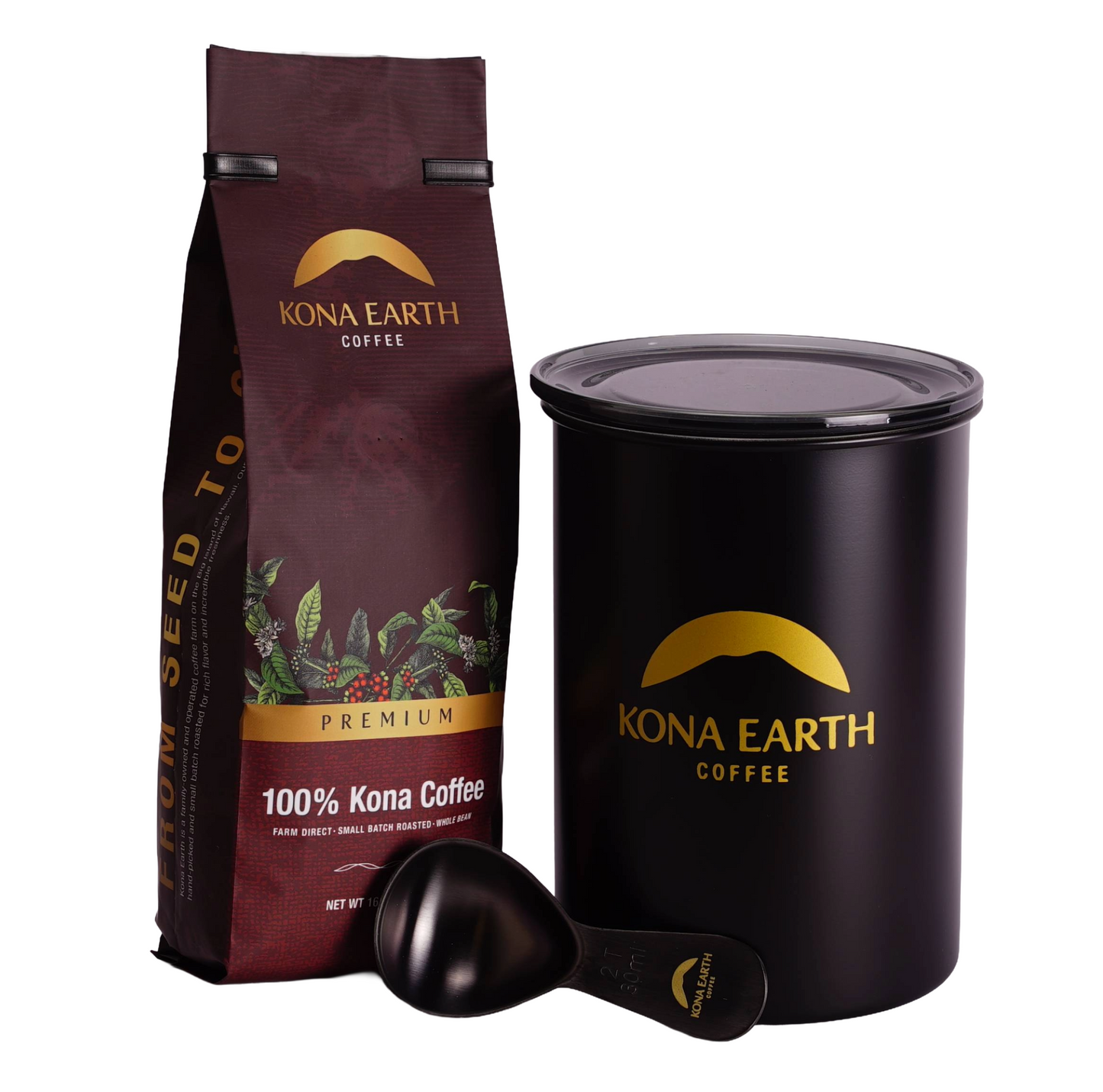 Kona Coffee, Canister & Scoop Gift Set - Kona Earth Coffee
