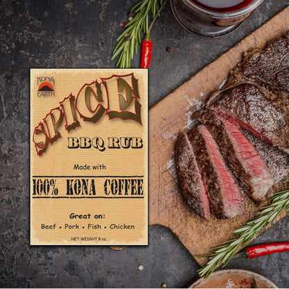 Spice label over meat background