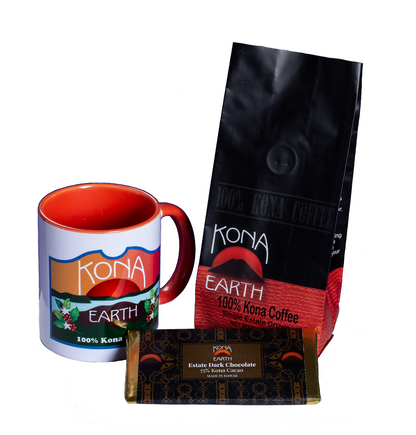 Kona coffee with chocolate and mug