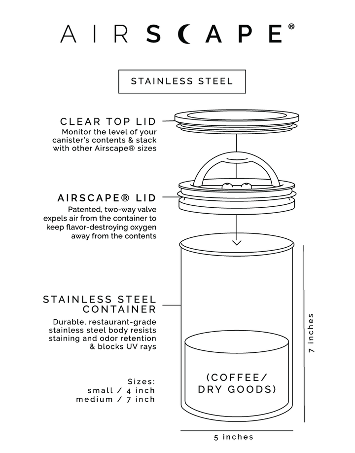 Airscape coffee canister specs